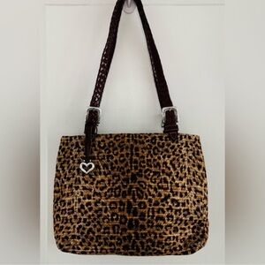 Brighton Leopard Print Shoulder Bag with Dark Brown Straps